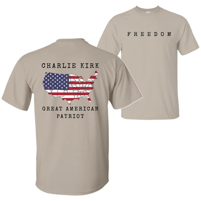 Charlie Kirk "Freedom & True Patriot" T-Shirt - American Statement Tee, Political Fan Apparel