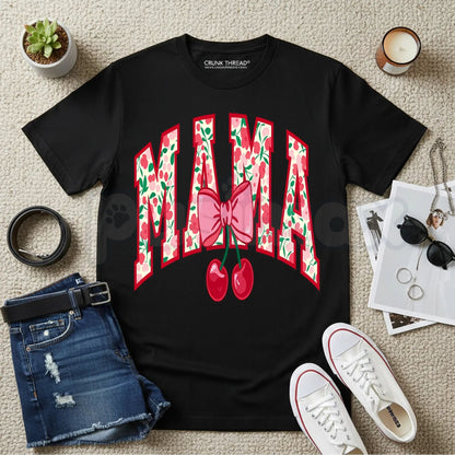 Women’s "MAMA" Print T-Shirt – Fashion Casual Round Neck Graphic Tee, Premium 100% Cotton Minimalist Motherhood Top, Soft Lived-In Heavyweight Stylish Mama Shirt, Made in USA