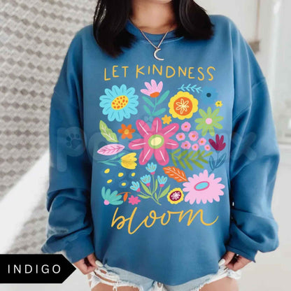 Let Kindness Bloom Sweatshirt | Mental Health Retro Floral Kindness Crewneck