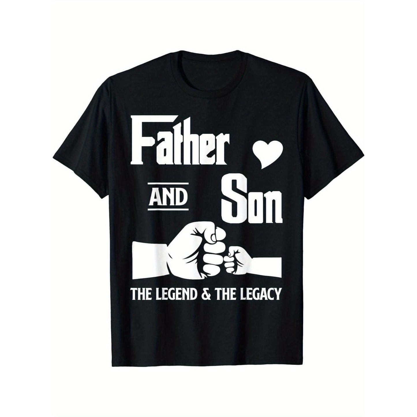 Father and Son Matching T-Shirts - "Father and Son" Quote, Fist Bump Design, 100% Cotton Crew Neck