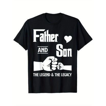 Father and Son Matching T-Shirts - "Father and Son" Quote, Fist Bump Design, 100% Cotton Crew Neck