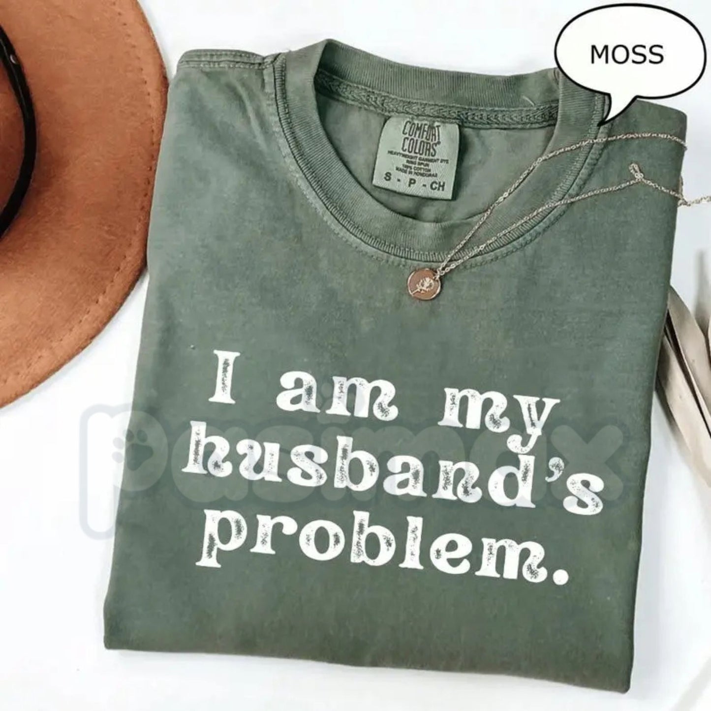 Comfort Colors® I’m My Husband’s Problem T-Shirt – Funny Sarcastic Wife Tee, Snarky Marriage Humor Shirt, Trendy Edgy Wifey Aesthetic Top