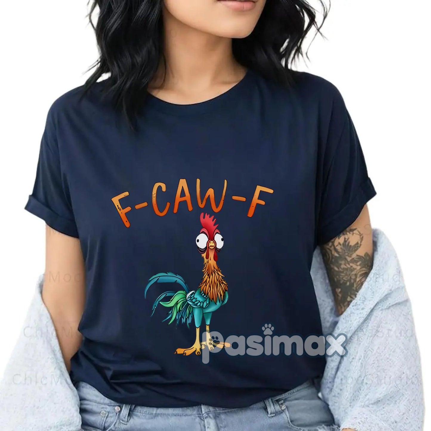 Funny "F-CAW-F" Chicken T-Shirt - Unisex Pun Graphic Tee, Humor Slogan Apparel
