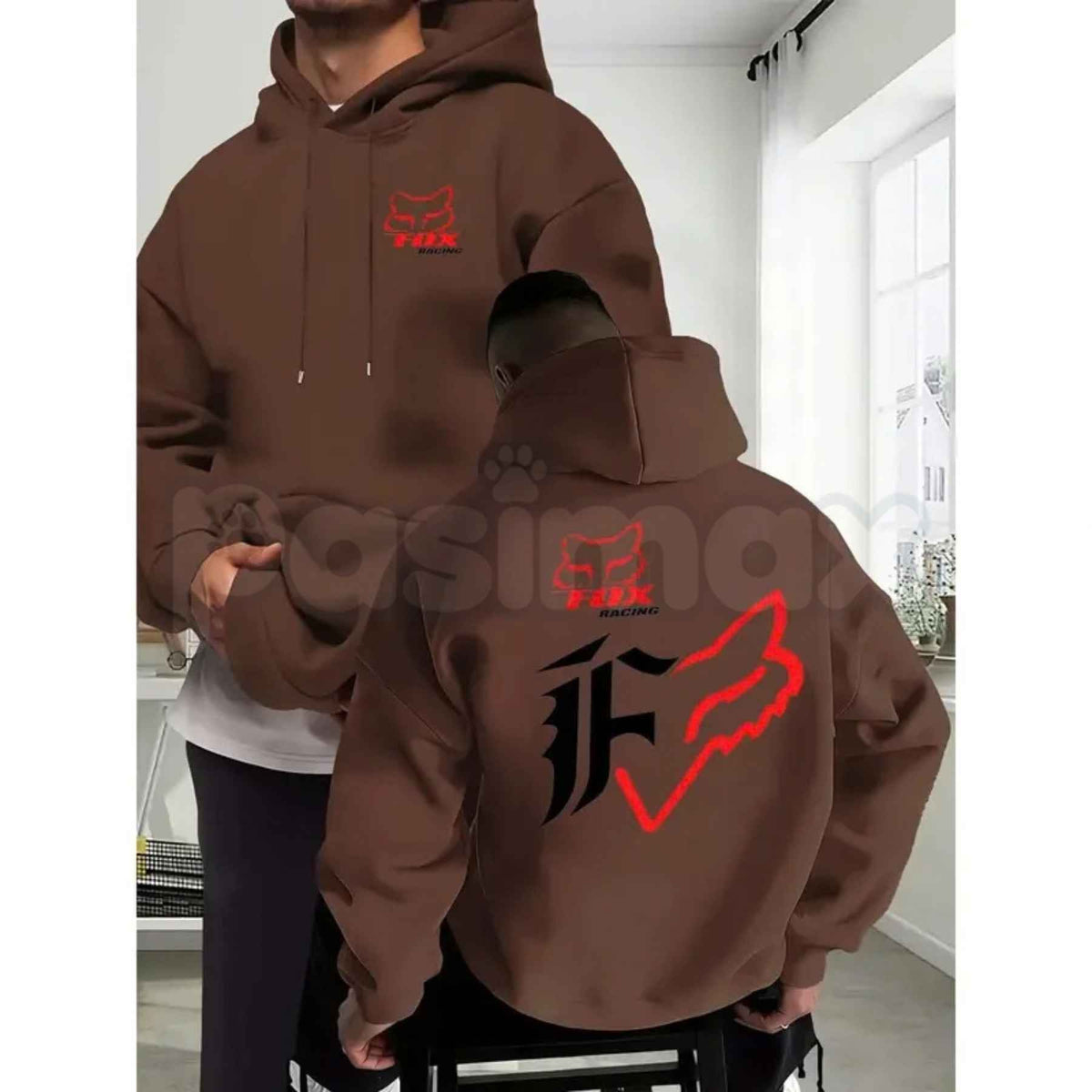 Motorcycle Fox Print Hoodie – Vintage Dirt Bike Racing Graphic Pullover, Off-Road Motocross Streetwear Sweatshirt, Unisex Heavy Blend