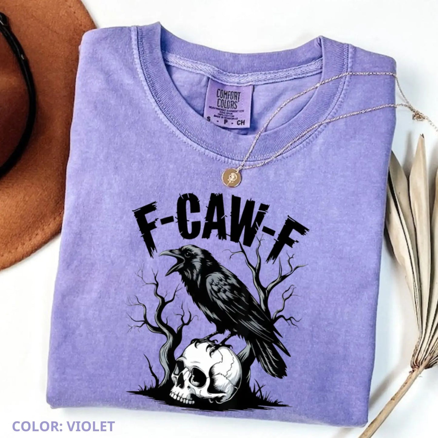 Comfort Colors F-Caw-F T-Shirt – Witty Crow Art, Sassy Raven Funny Tee, Edgy Humor Shirt, Bold Statement Top