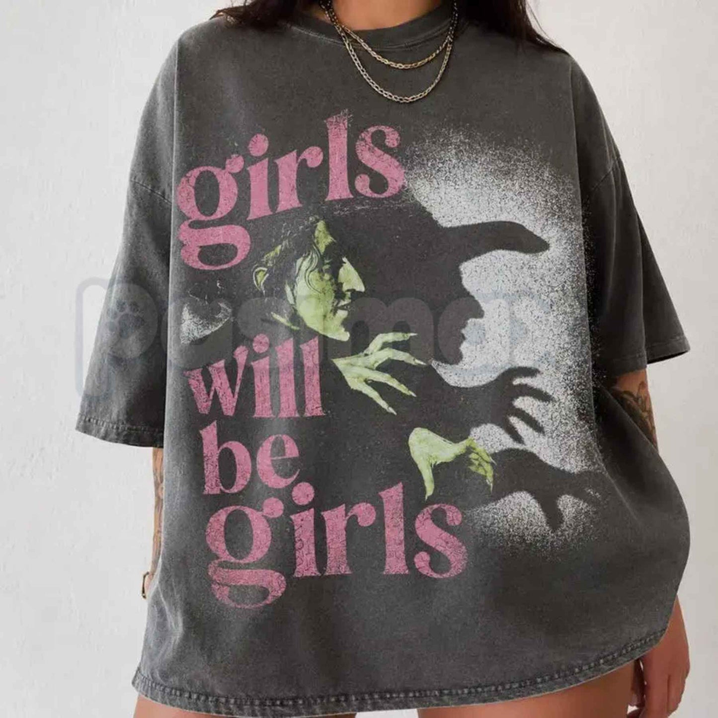 Comfort Colors® Girls Will Be Girls T-Shirt – Witchy Feminist Graphic Tee, Pink Goth Unisex Top