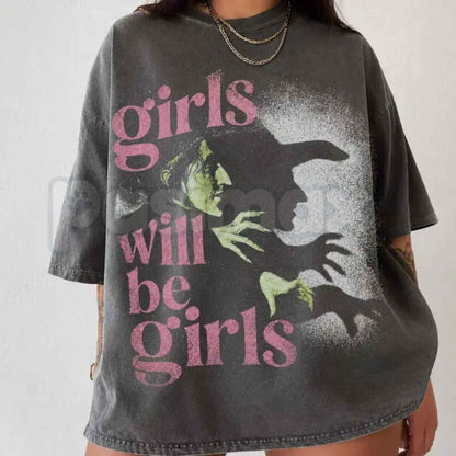 Comfort Colors® Girls Will Be Girls T-Shirt – Witchy Feminist Graphic Tee, Pink Goth Unisex Top