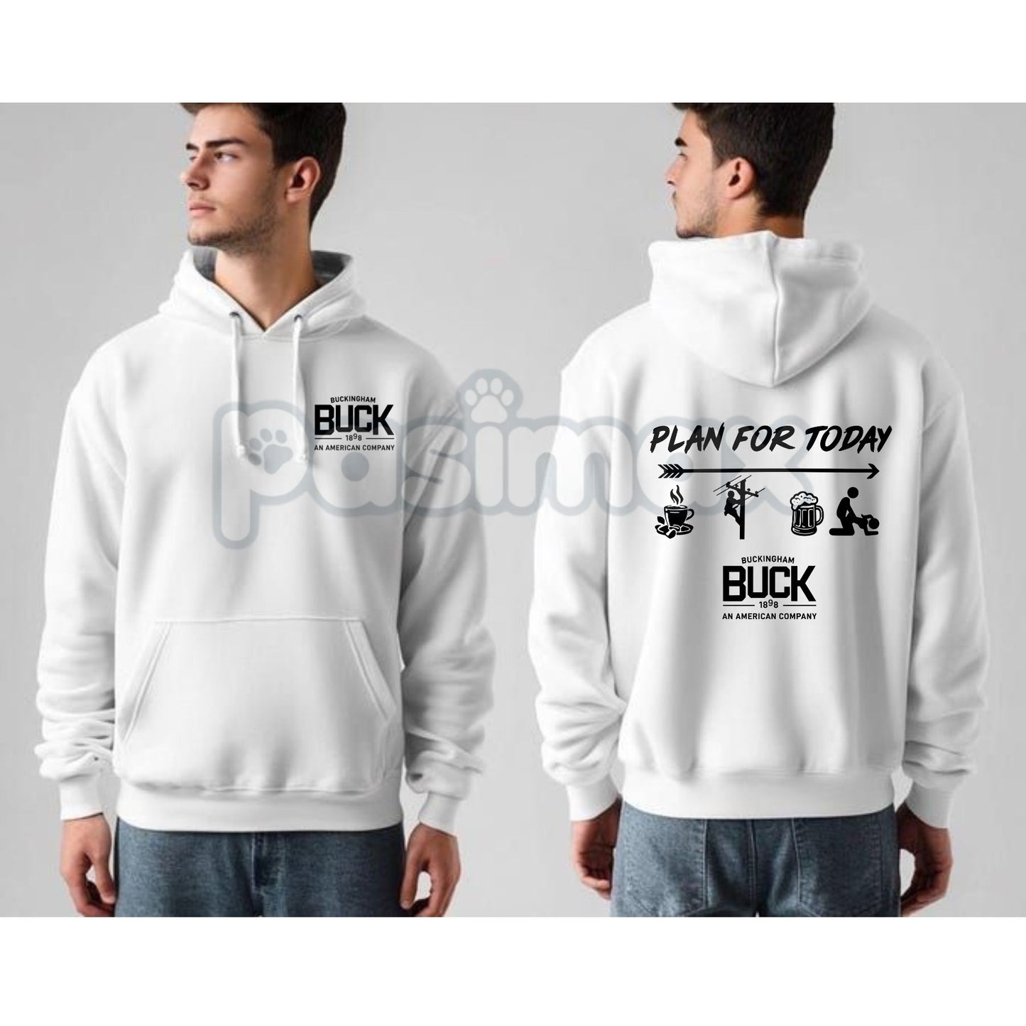 Buckingham Logo "Plan For Today" Hoodie – Daily Agenda Slogan Pullover, Brand & Lifestyle Apparel, Unisex