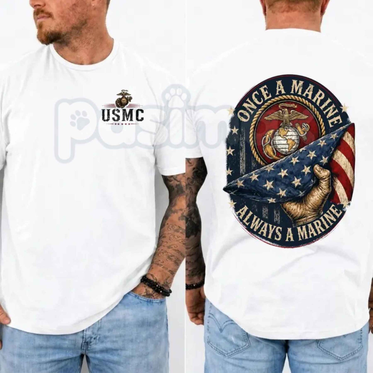 Once A Marine Always A Marine T-Shirt – USMC Veteran Pride Unisex Cotton Graphic Tee