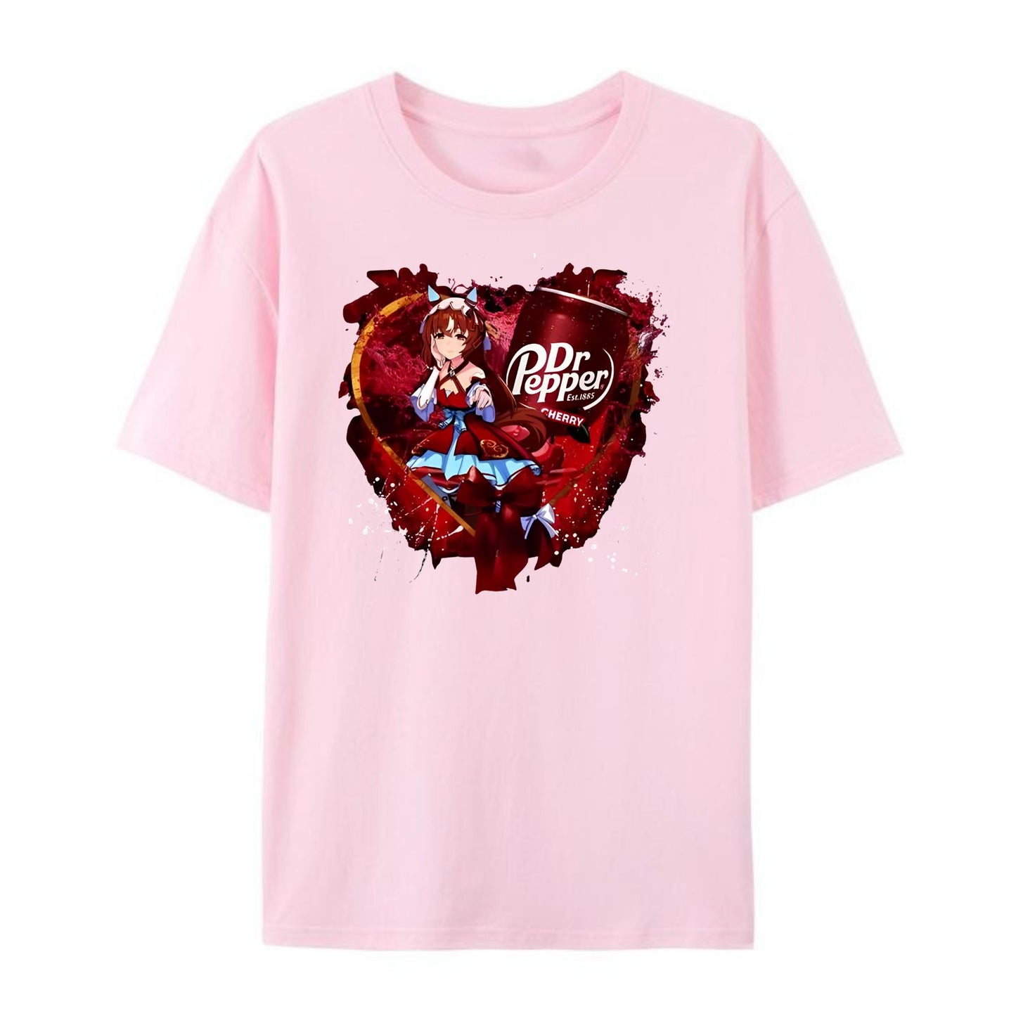 Uma Musume x Dr. Pepper T-Shirt - Anime Maid & Soda Print Tee, Cute Crossover Shirt