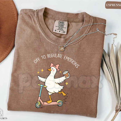 Comfort Colors® "Off To Regulate Emotions" T-Shirt – Silly Goose Mental Health Graphic Tee, Teacher-Friendly Aesthetic Unisex Top