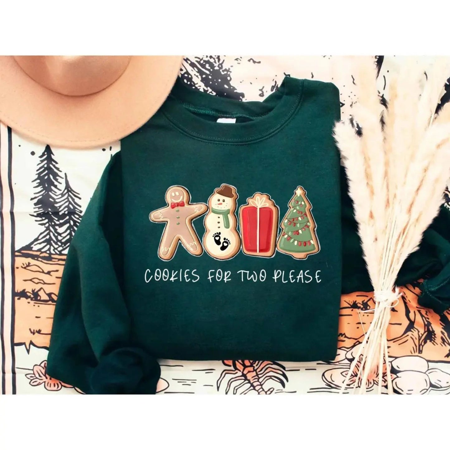 Christmas Cookies For Two Please Sweatshirt – Holiday Pregnancy Reveal Top