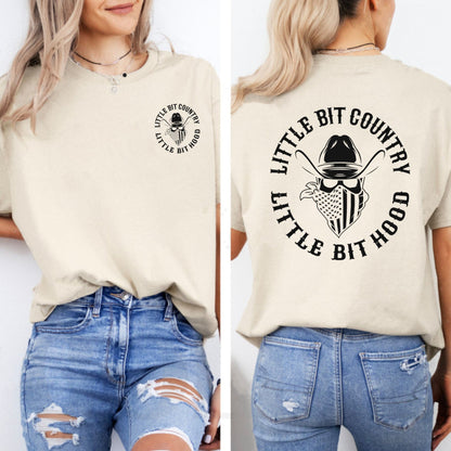 "Little Bit Country Little Bit Hood" T-Shirt - Funny Black Short Sleeve Tee, Bold Statement Apparel