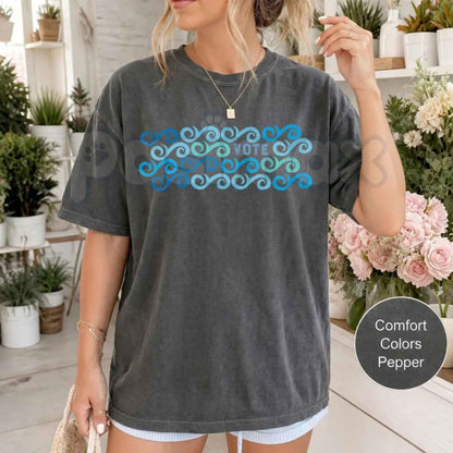 Comfort Colors® Vote Blue Waves T-Shirt – Liberal Voter Graphic Tee, Midterm Election 2026 Unisex Top & Gift