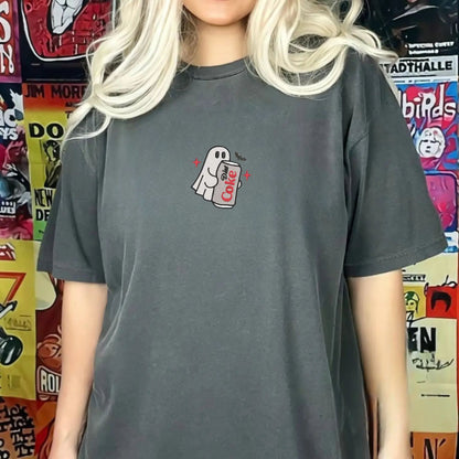 Embroidered Spooky Drink Comfort Colors T-Shirt – Halloween Barista Style Tee