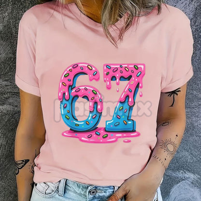 "Six Seven" Meme Ice Cream Drip T-Shirt - Funny Internet Culture Graphic Tee, Gambling/Sports Slogan Apparel, Unisex Trendy Drippy Art Shirt