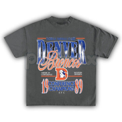 Vintage Denver Football Graphic T-Shirt - Retro Denver Fan Crewneck Shirt, Mile High Football Inspired Tee, Classic Colorado Sports Apparel, Premium Heavyweight Game Day Top, Nostalgic Denver Football Fan Gift