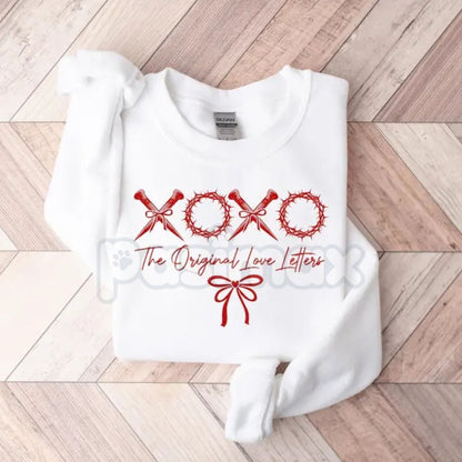 XOXO The Original Love Letters Sweatshirt | Romantic Vintage Aesthetic Crewneck | Valentine's Day Graphic Jumper | Minimalist Love Letter Shirt