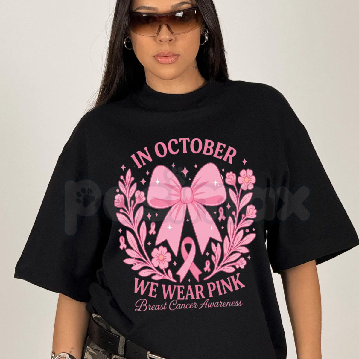 October Pink Breast Cancer Awareness Halloween Ghost T-Shirt – Boo Ribbon Graphic Tee