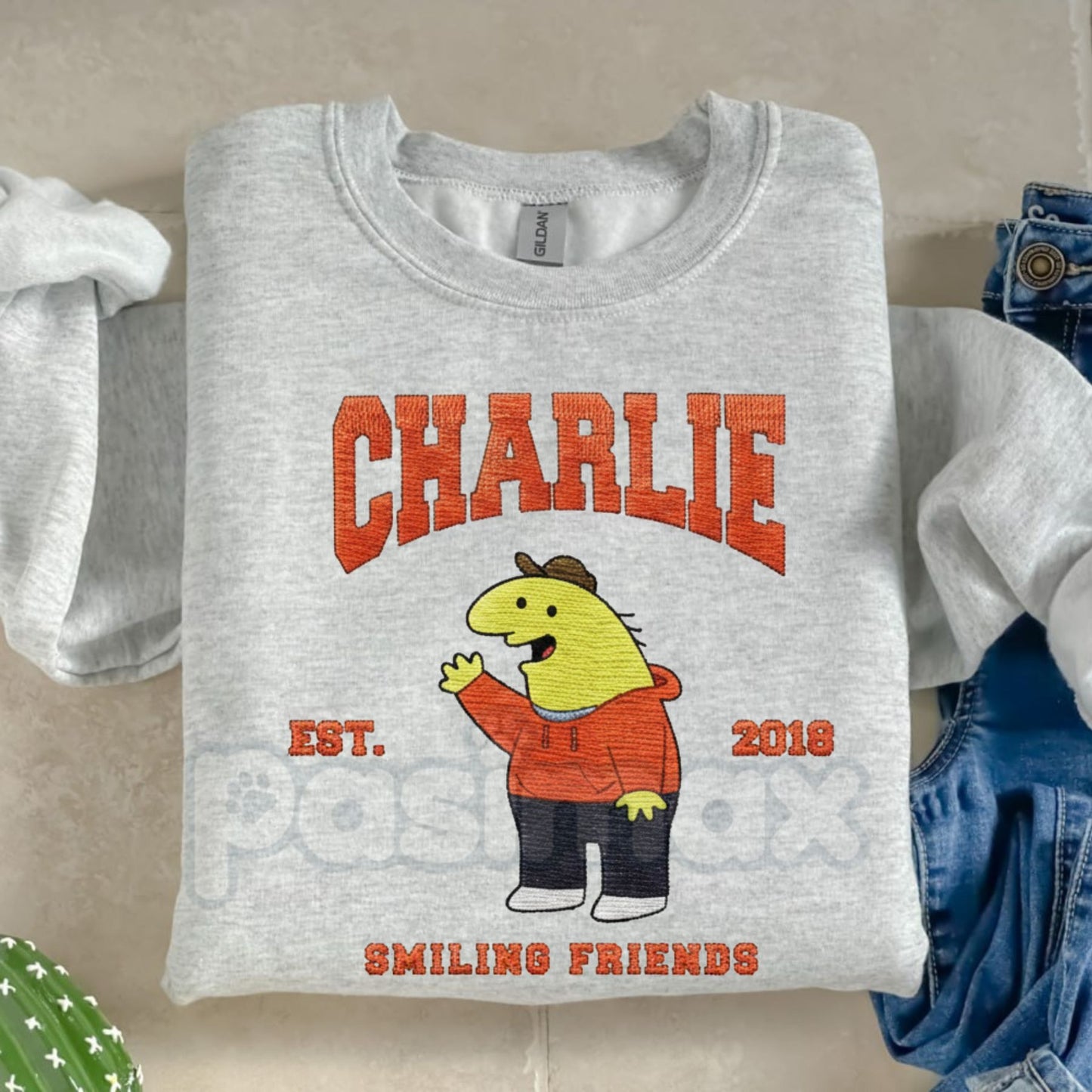 Cute Friendship Stitch Christmas 2025 Crewneck – Smiling Friends Embroidered Sweater