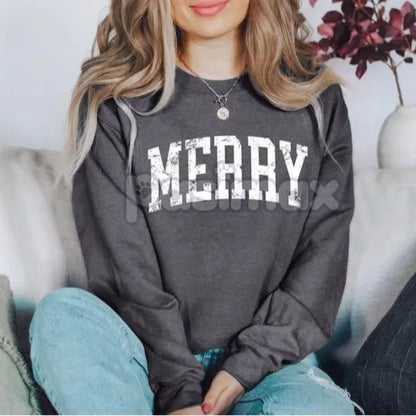 Merry Sweatshirt – Simple Holiday Crewneck Sweater
