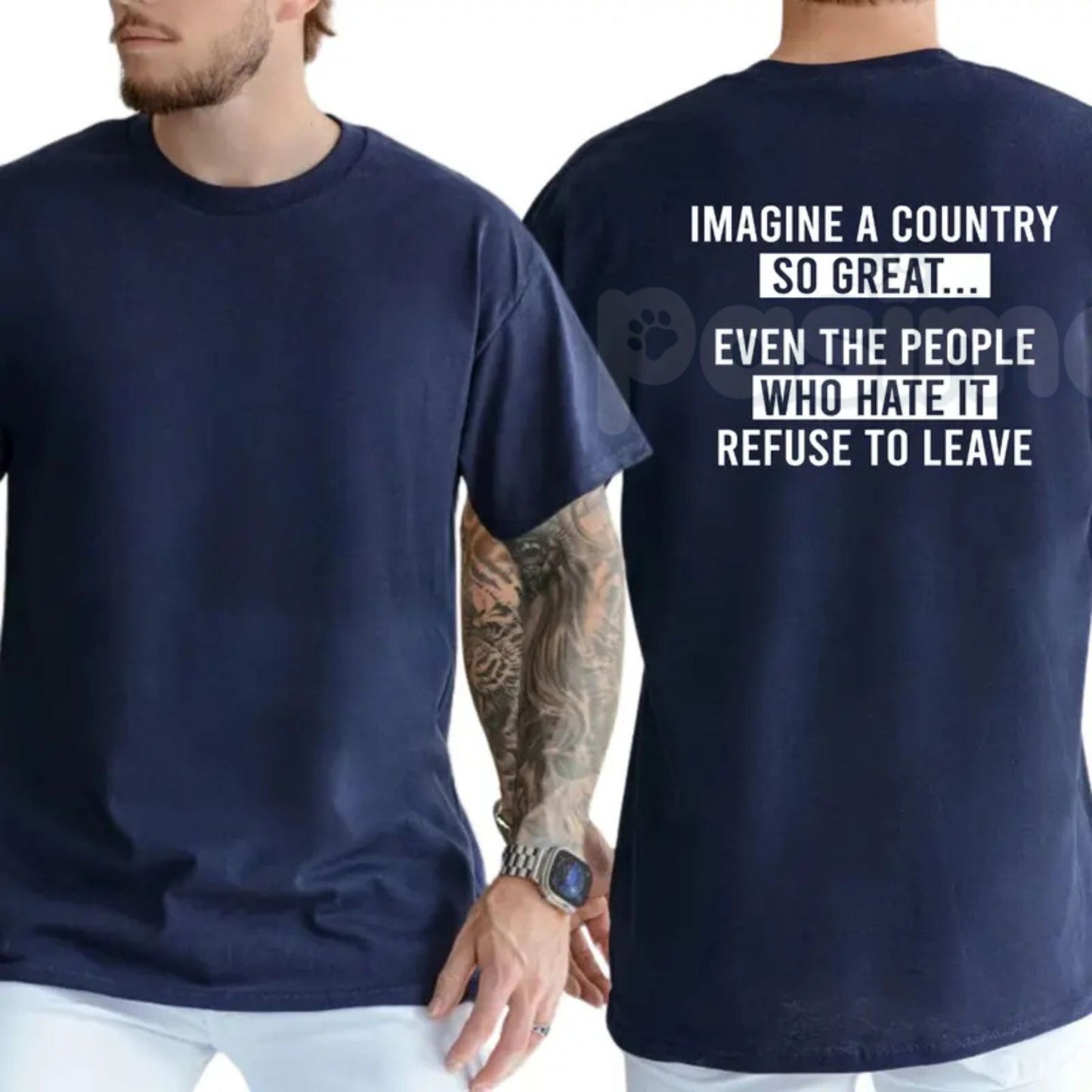 "Imagine A Country So Great" Funny Republican T-Shirt – Bold Patriotic Satire Graphic Tee, Premium 100% Cotton Conservative Dad Gift, Soft Lived-In Heavyweight Constitutional Shirt, Made in USA