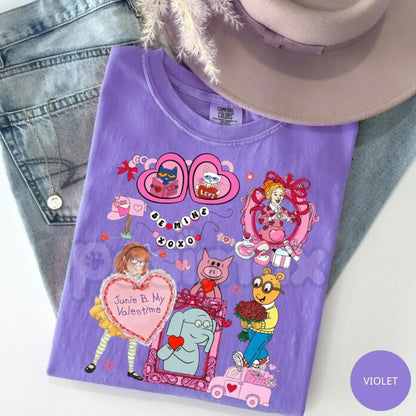 Comfort Colors® "Be Mine" Book Club Valentine T-Shirt – Retro Library Stack & Bow Tee, Aesthetic Kindergarten Teacher Shirt, Trendy XOXO Bookish Top