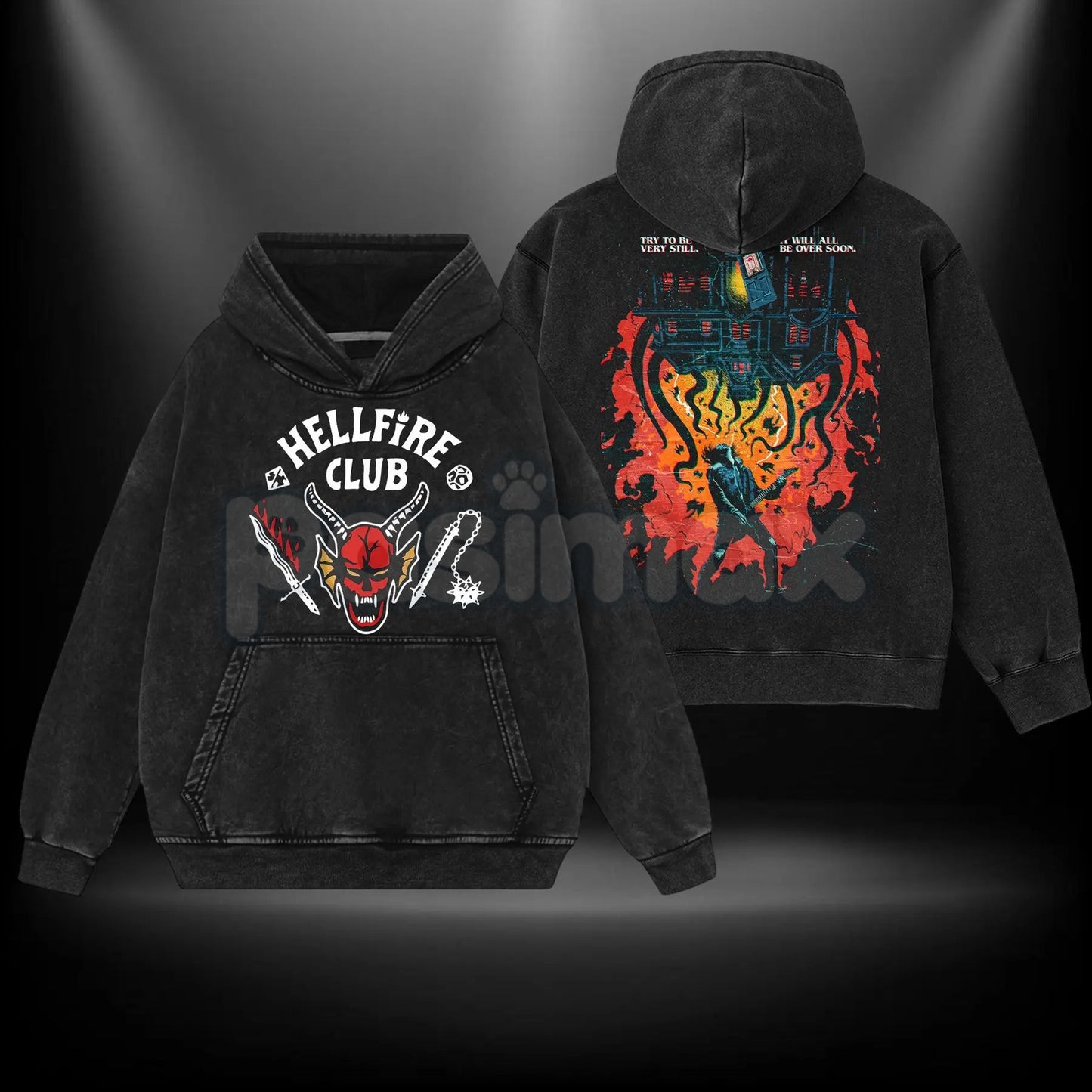 Eddie Munson Hellfire Club T-Shirt – Double Printed Acid Washed Oversize Tee, Stranger Things Inspired