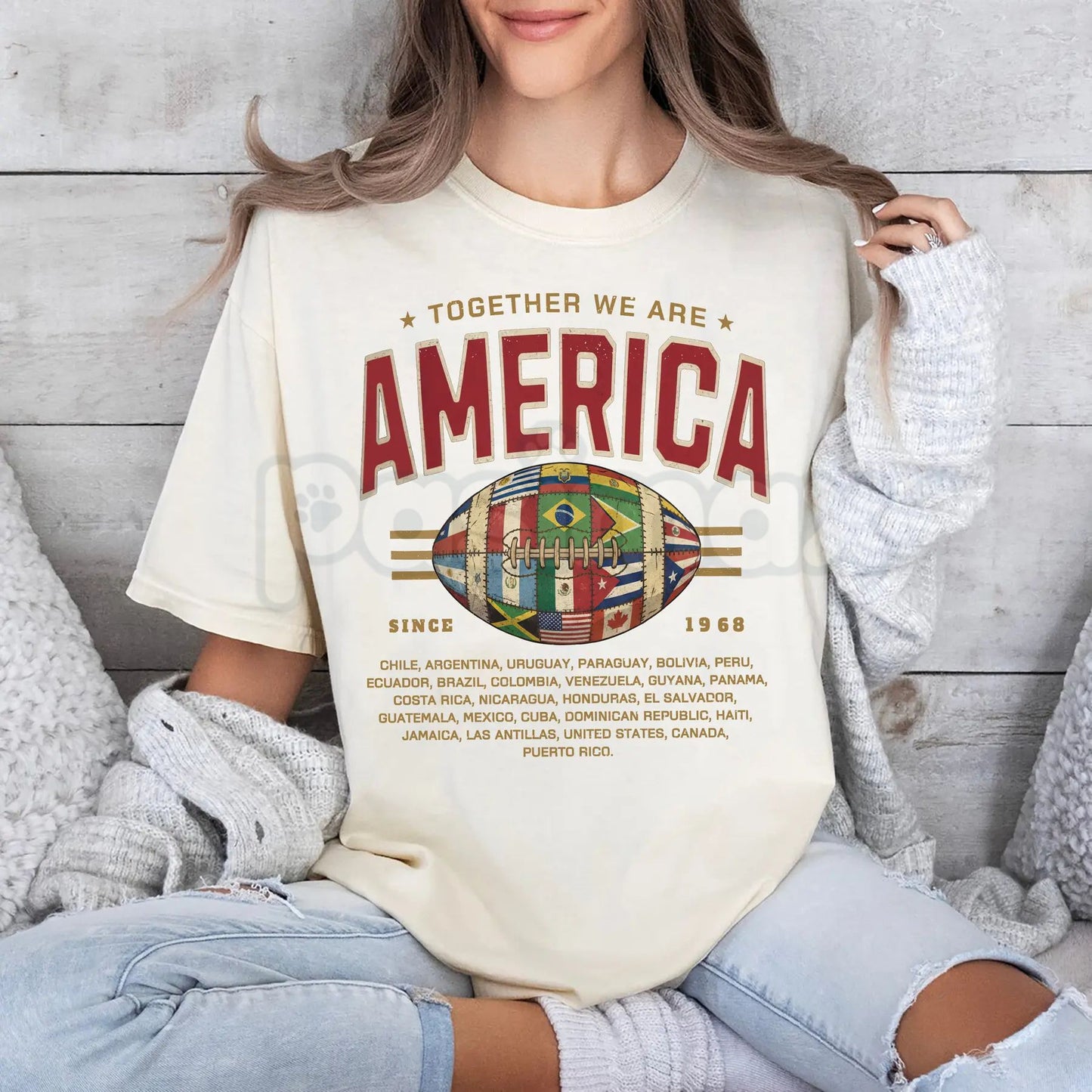 Comfort Colors® Together We Are America T-Shirt – American Football Game Day Tee, Patriotic Sports Graphic Shirt, Team Unity USA Football Top