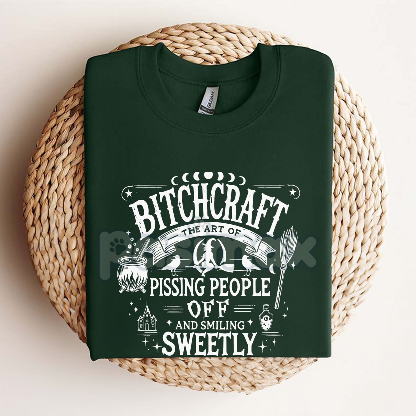 Bitchcraft Adult Humor Casual T-Shirt - Softstyle Halloween Unisex Tee, Witchy Slogan Shirt