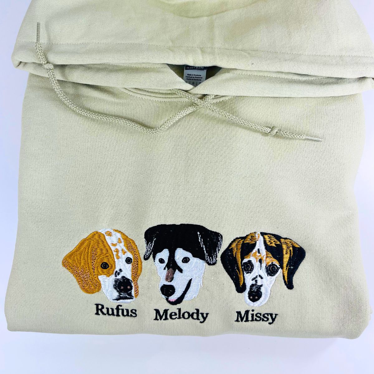 Custom Dog Portrait Embroidered Hoodie Using Dog Photo