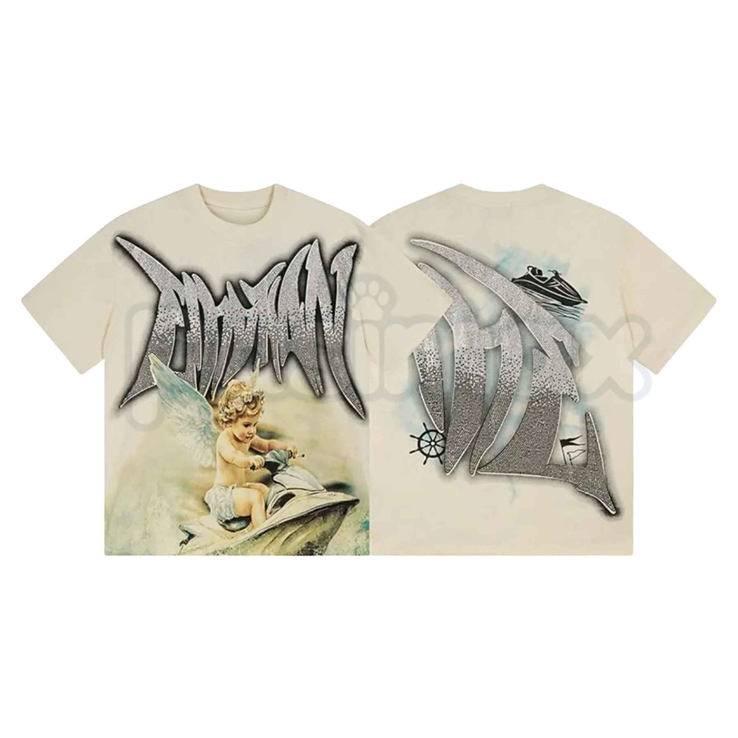 MIXED EMOTION Diamond Angel T-Shirt – Vintage Sparkle Wings Graphic Streetwear Unisex Tee
