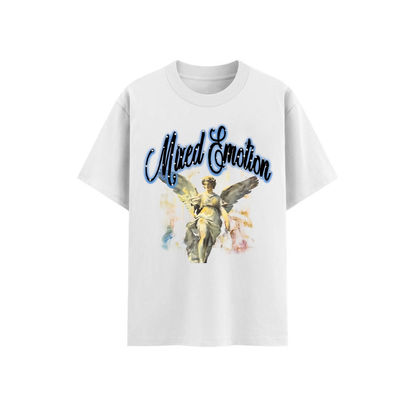 Y2K Street Style T-Shirt - Retro Angel & Flame Graphic Tee, Pure Cotton Hipster Apparel