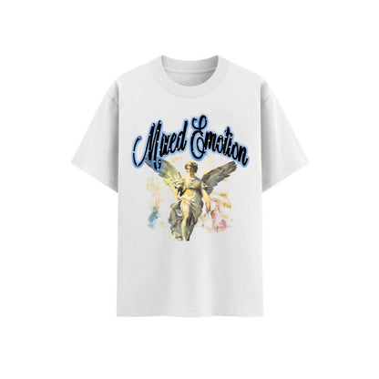 Y2K Street Style T-Shirt - Retro Angel & Flame Graphic Tee, Pure Cotton Hipster Apparel