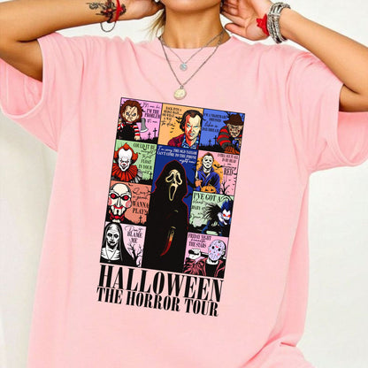 "The Horror Tour" T-Shirt - Creepy Halloween Graphic Tee, Vintage Style Horror Movie Fan Gift