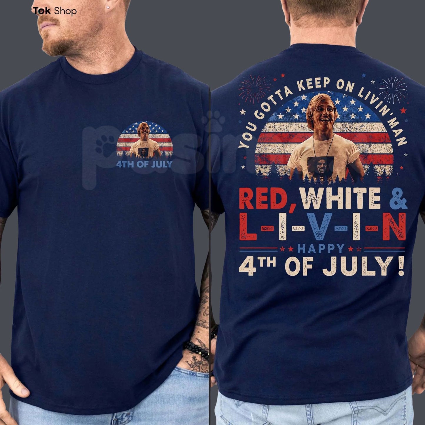 Vintage "You Gotta Keep On Livin" T-Shirt – Retro 4th of July Dazed and Confused Graphic Tee