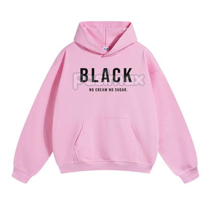 Black No Cream No Sugar Hoodie – Minimalist Coffee Lover Pullover, No-Nonsense Attitude Apparel