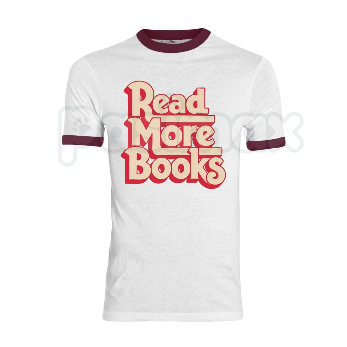 Read More Books Ringer Tee – Retro Book Lover Contrast Collar Shirt, Vintage Literary Aesthetic Unisex Graphic Tee