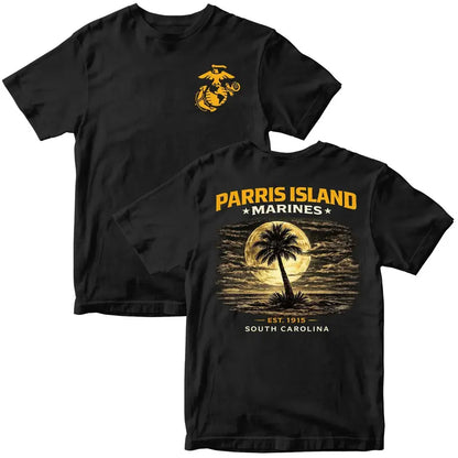 Parris Island Marines T-Shirt – Official USMC Recruit Depot Pride Tee, Remastered Heavy Cotton South Carolina Training Top, Soft Lived-In Military Heritage Shirt, Made in USA
