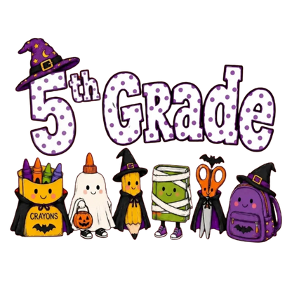 Comfort Colors® All Grade Halloween Teacher T-Shirt – Spooky Pencil Graphic Tee, Retro School Classroom Unisex Top & Gift