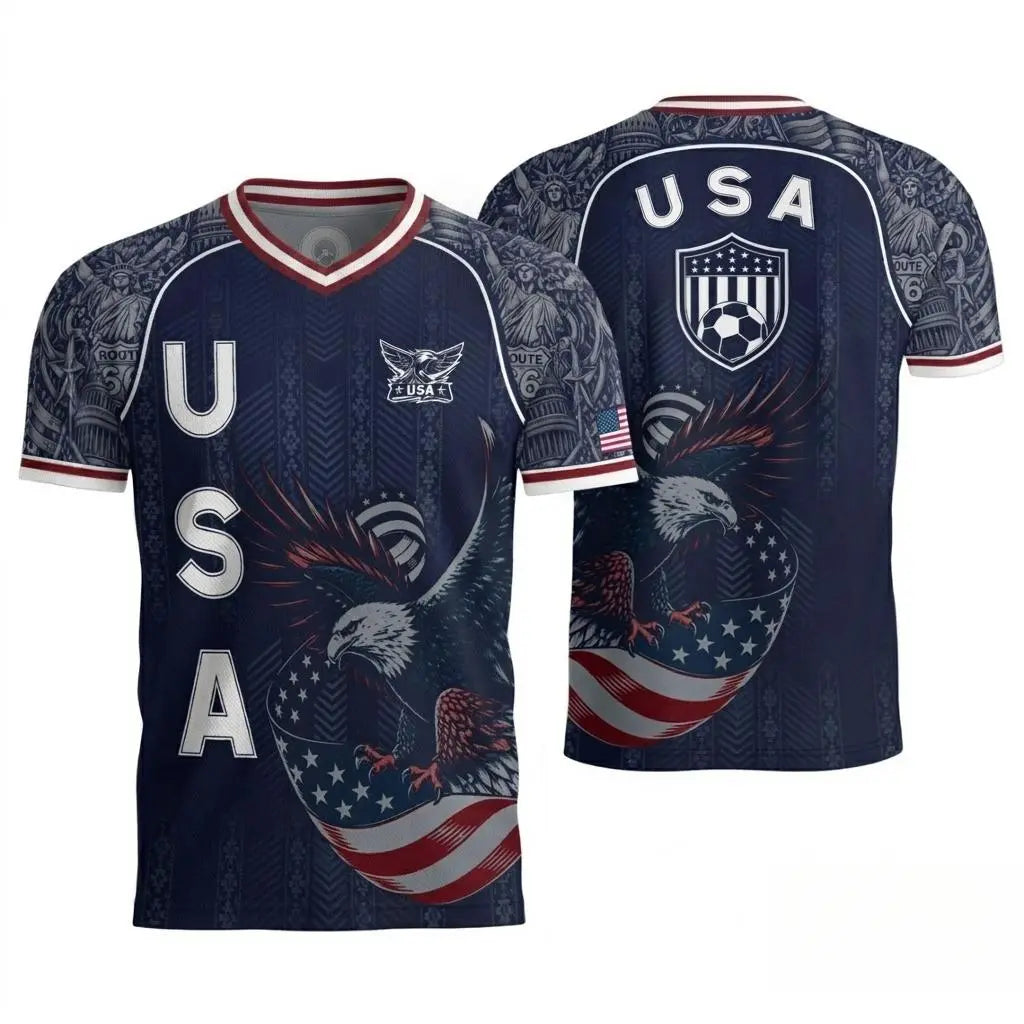 2026 America Soccer Jersey for Men – USA Football Fan Shirt, Quick-Drying V-Neck Casual Sportswear