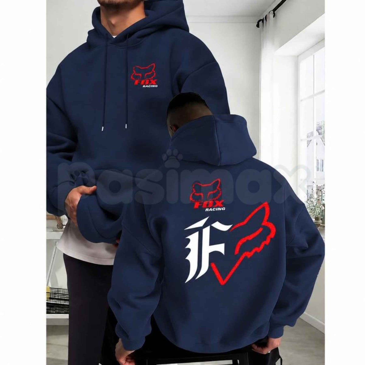 Motorcycle Fox Print Hoodie – Vintage Dirt Bike Racing Graphic Pullover, Off-Road Motocross Streetwear Sweatshirt, Unisex Heavy Blend