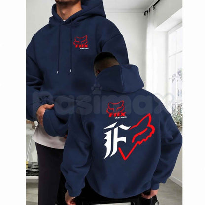 Motorcycle Fox Print Hoodie – Vintage Dirt Bike Racing Graphic Pullover, Off-Road Motocross Streetwear Sweatshirt, Unisex Heavy Blend