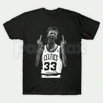 Larry Bird Retro 90s Graphic T-Shirt – Vintage Boston Basketball Men's Tee, Premium 100% Cotton Hardwood Legend Top, Soft Lived-In Heavyweight Sportswear Heritage Shirt, Made in USA