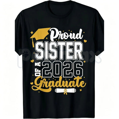 Class of 2026 Graduate "Proud Mom" T-Shirt – Senior 2025-2026 Graduation Design, Premium 100% Cotton Unisex Milestone Top, Soft Lived-In Heavyweight High School & College Fan Shirt, Made in USA