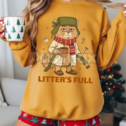 "Litter's Full" Minimalist Warning Sweatshirt | Ironic Dark Humor Crewneck | Cryptic Statement Jumper | Printed in the USA