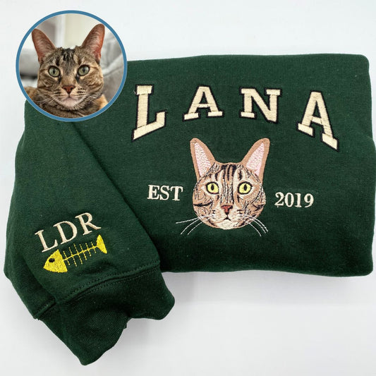 custom embroidered cat sweatshirt