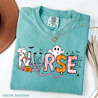 Comfort Colors Spooky Nurse Halloween Shirt – Spooktacular Nursing Tee, Hospital Humor Top, Medical Professional Gift for Women