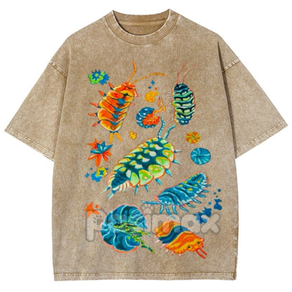 Colorful Insects Unisex Vintage Washed Shirt – Full-Color Graphic Tee, For Men & Women