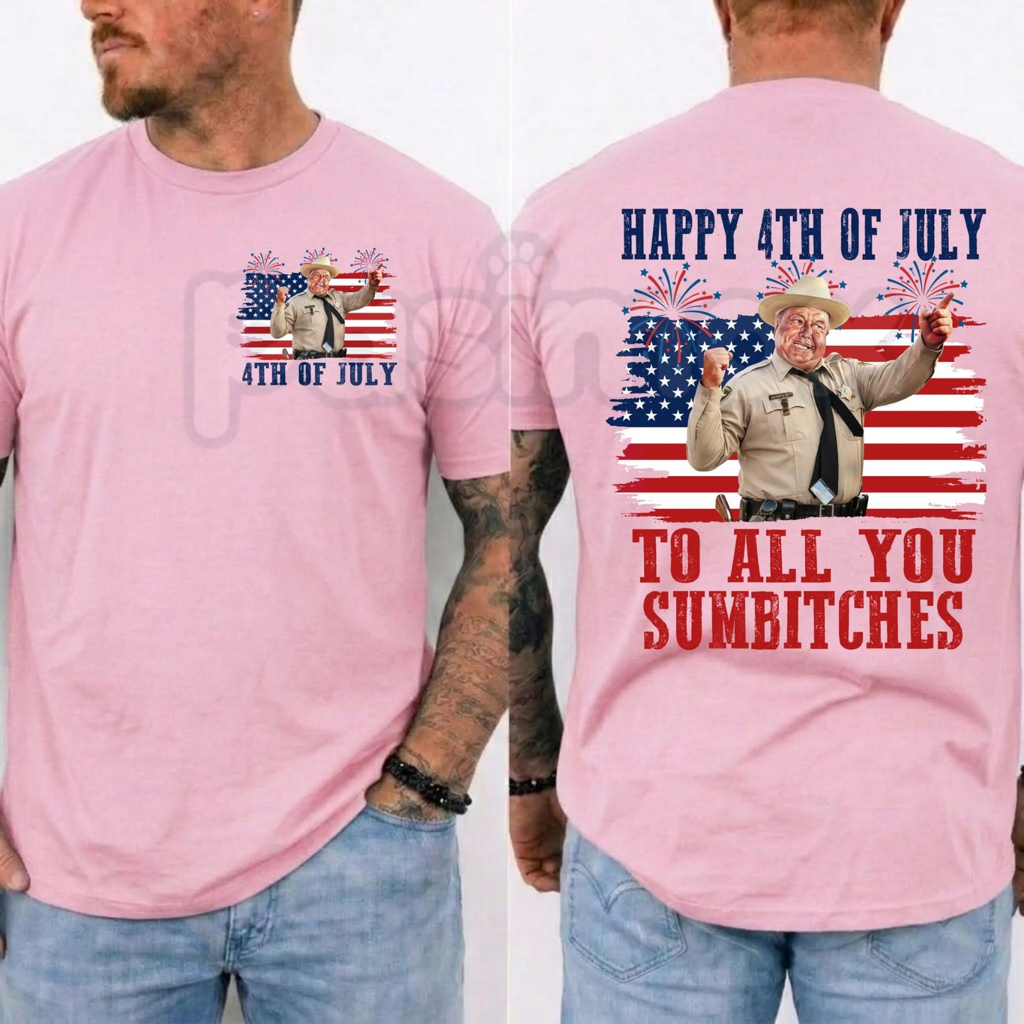 Funny "Happy 4th Of July To All You Sumbitches" T-Shirt – Retro Smokey and the Bandit Movie Graphic Tee